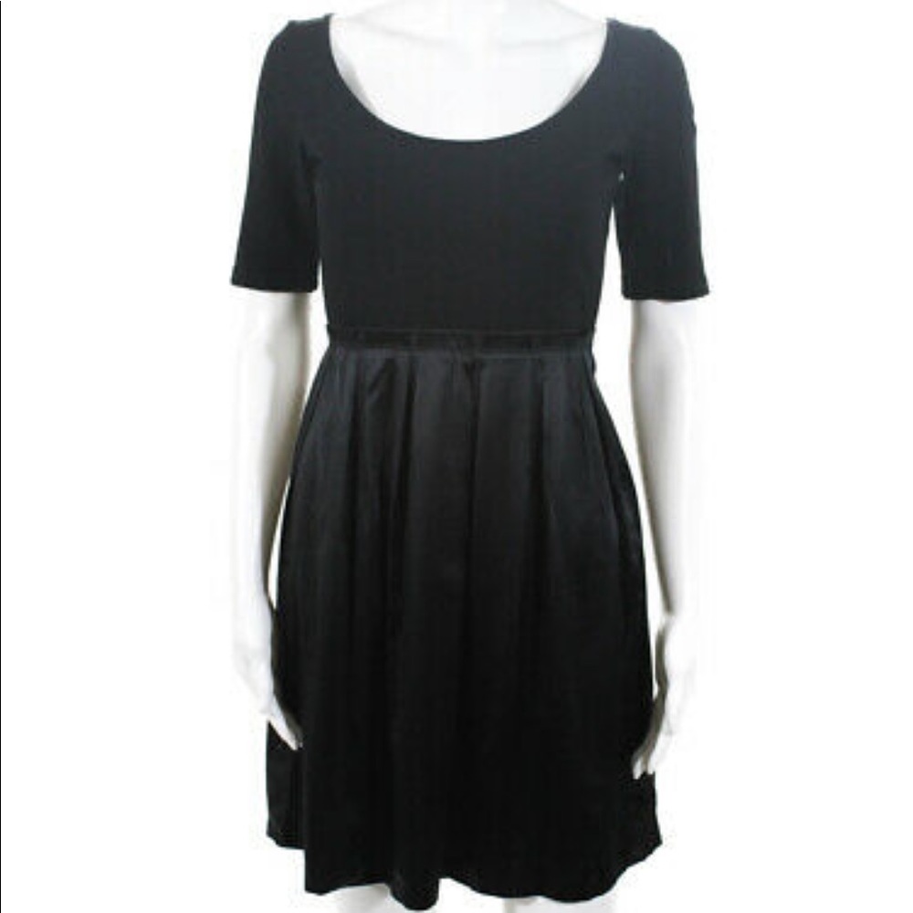 Theory Black Melody Short Sleeve Silk Skirt Dress